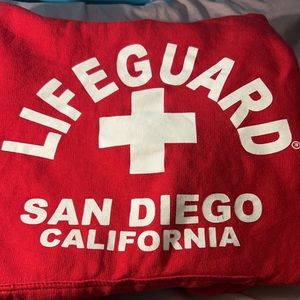 Red Hoodie Lifeguard San Diego California Sweatshirt